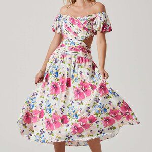 ASTR The Label -- LILIOSA FLORAL OFF SHOULDER MIDI DRESS (M)